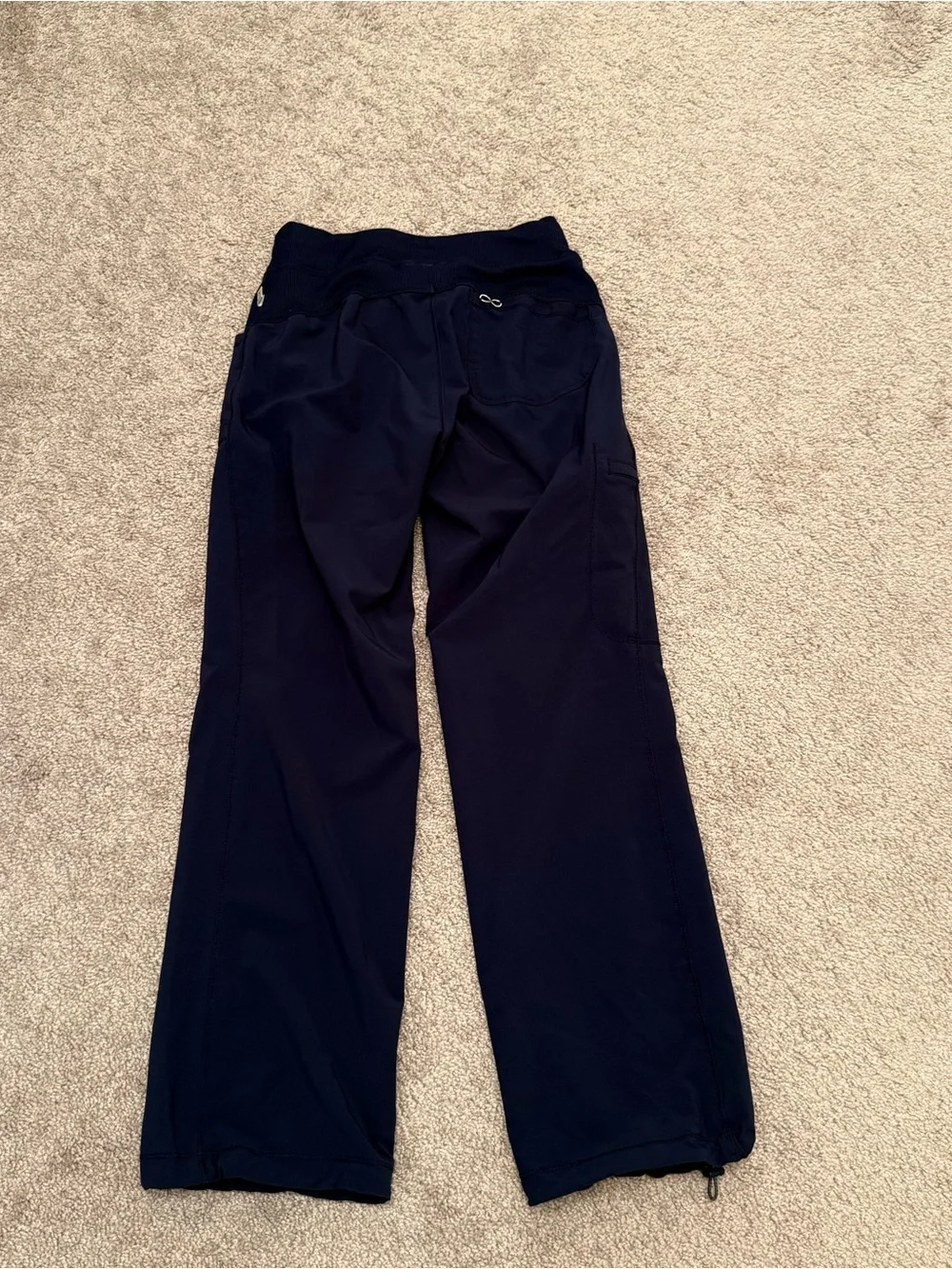 Navy Drawstring Cargo Scrub Pants - Picture 3 of 3